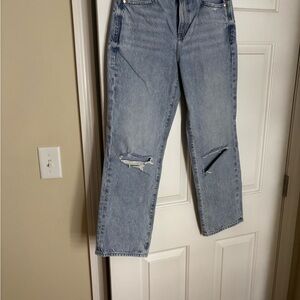 Express high rise straight ankle distressed jeans